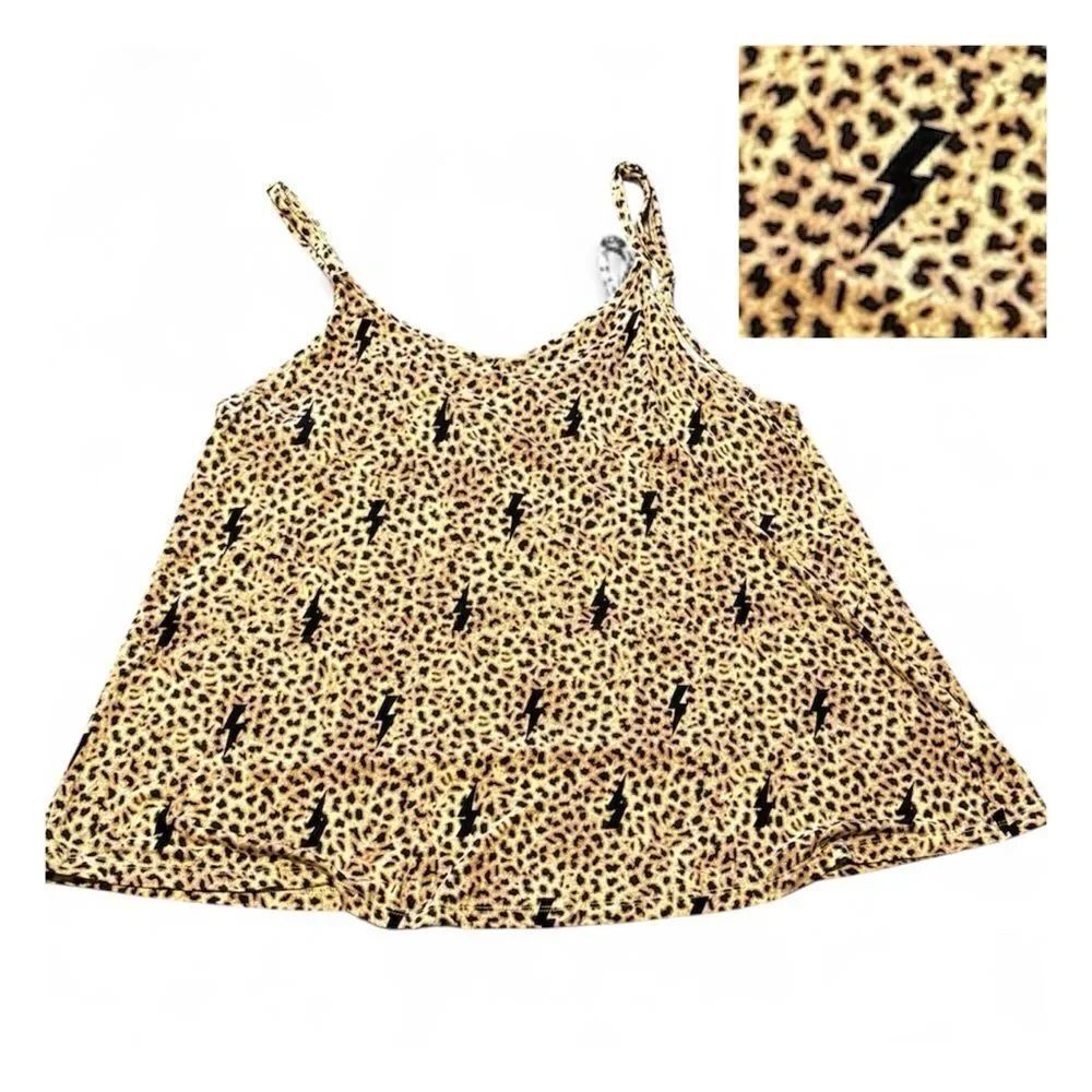 Torrid Tan Cheetah Print With Black Lightning Bolts Print Tank Top Size  0 Large